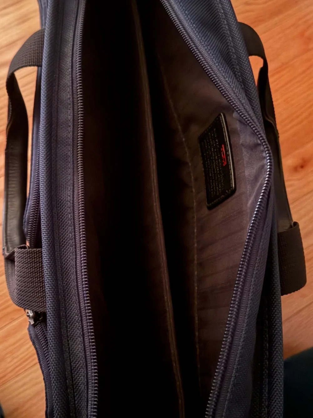 Tumi Navy Blue Laptop Briefcase with Black Trim